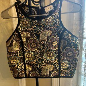Metallic Floral Urban Outfitters Crop Top Sz M